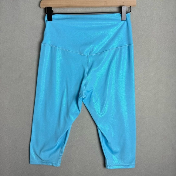 Offline By Aerie Real Me Crop High Rise Yoga Pants Blue Shine size L - Picture 7 of 11